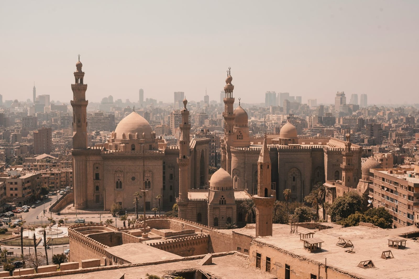 The skyline and minarets of Islamic Cairo, where Al-Azhar's 970 CE origins lie — heritage context, not the Nasr City medical campus