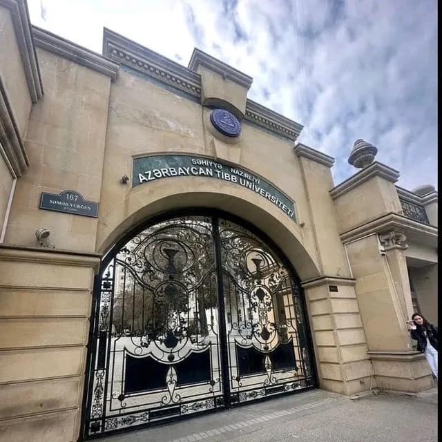 The main gate of Azerbaijan Medical University in Baku
