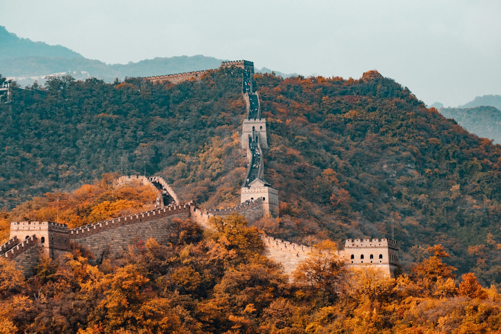 The Great Wall of China in autumn, near Beijing (Beijing-area landmark, not the campus)