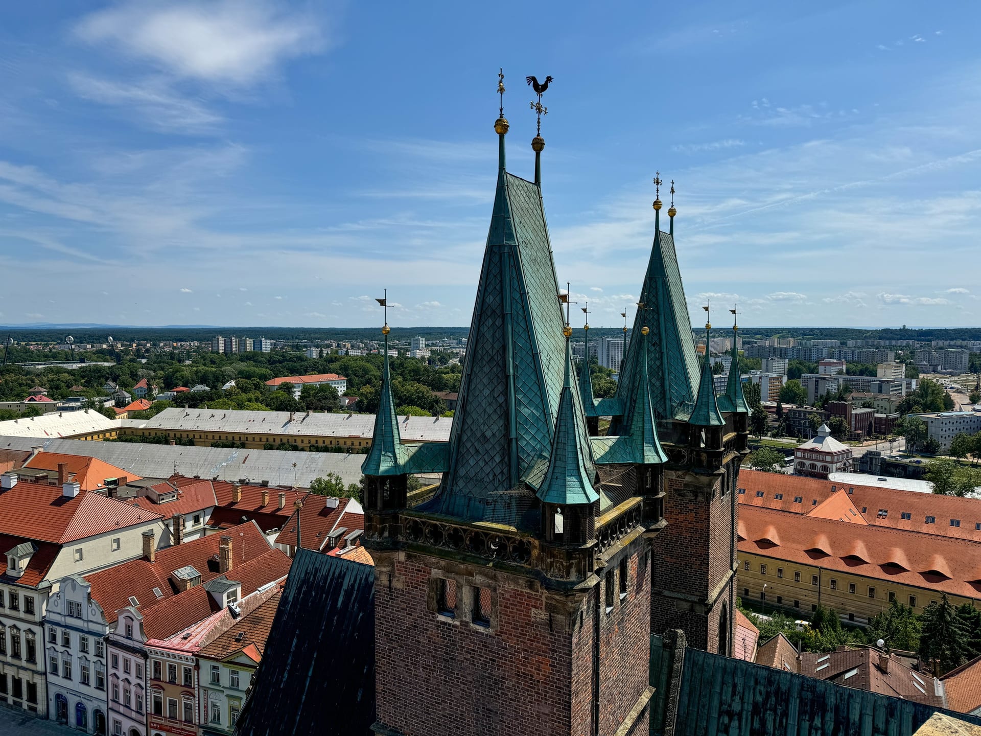 View over the rooftops of Hradec Králové from the White Tower