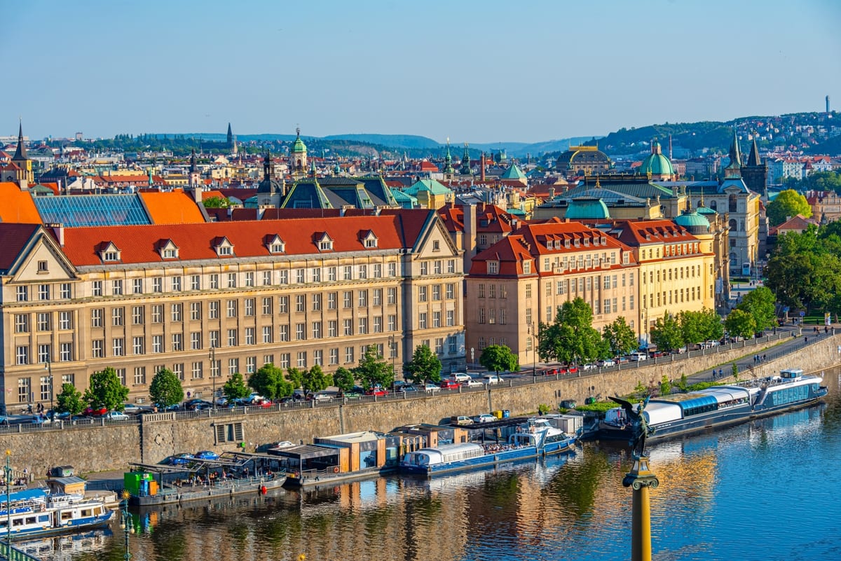 Vltava riverside buildings near the Prague embankment