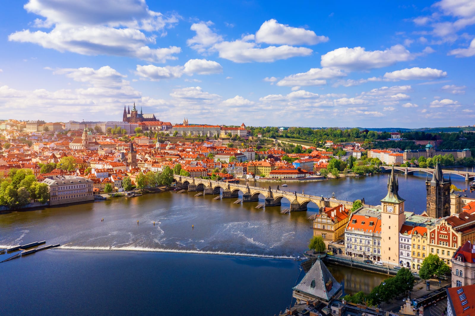 Prague skyline with the Charles Bridge
