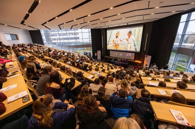 Students in a Charles University lecture hall