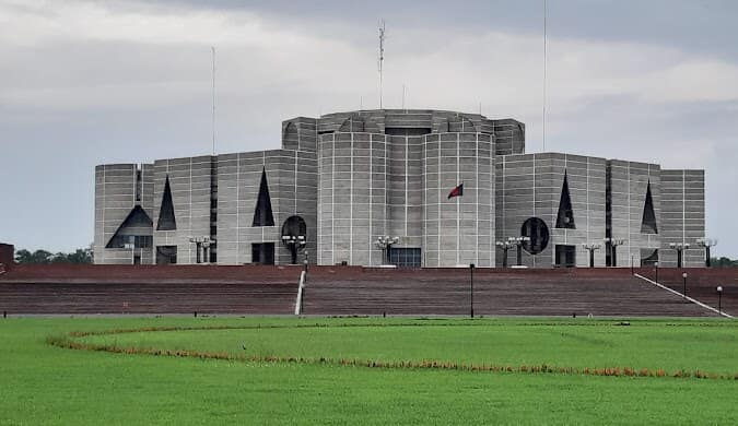 Jatiya Sangsad Bhaban (National Parliament House), an architectural landmark in Dhaka, Bangladesh