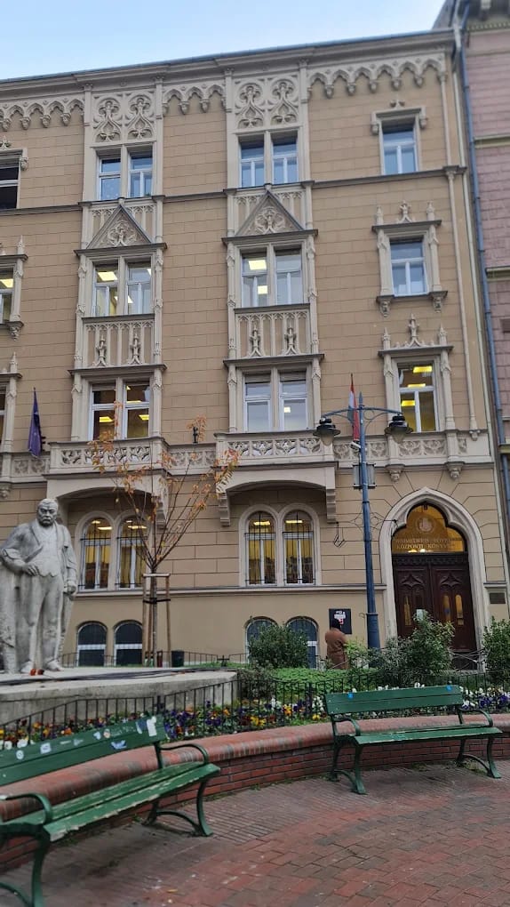 Historic medical faculty facade in Hungary