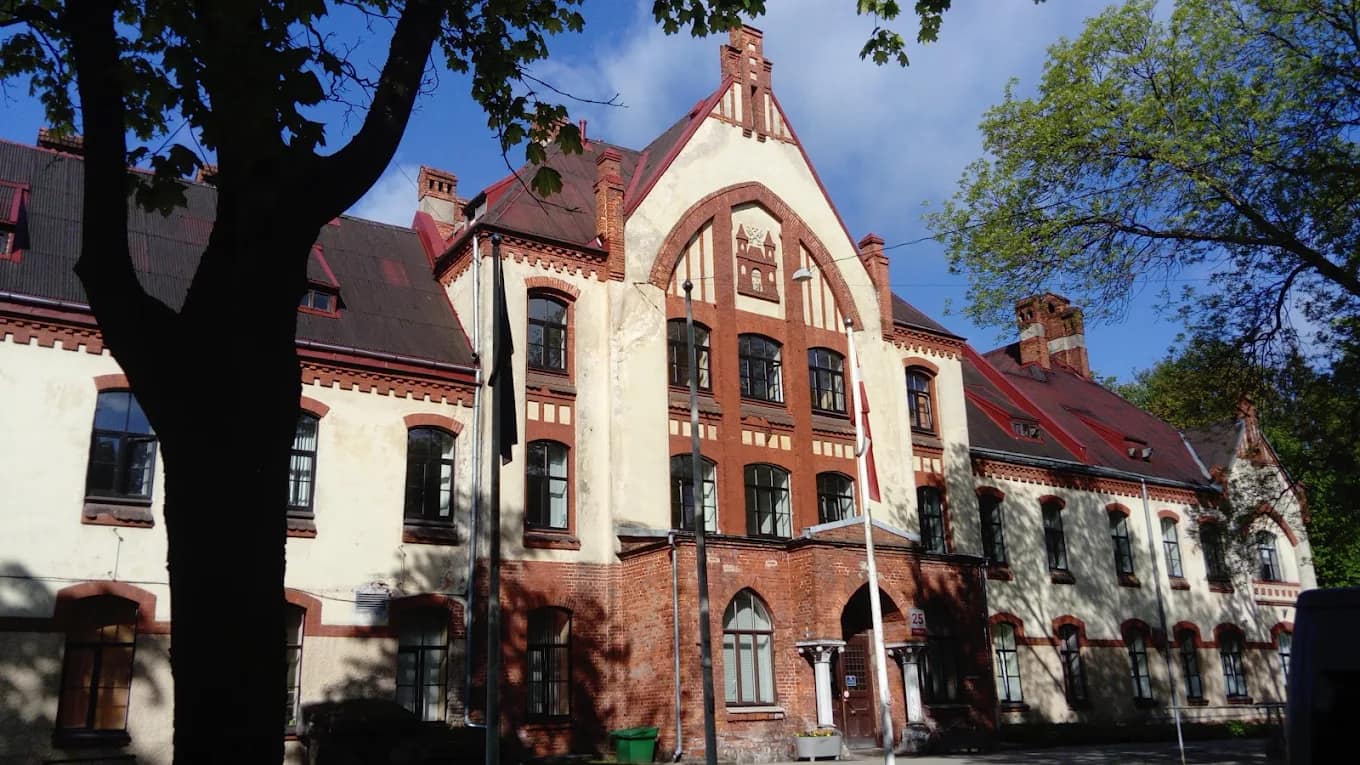 Historic red-brick faculty building in Latvia