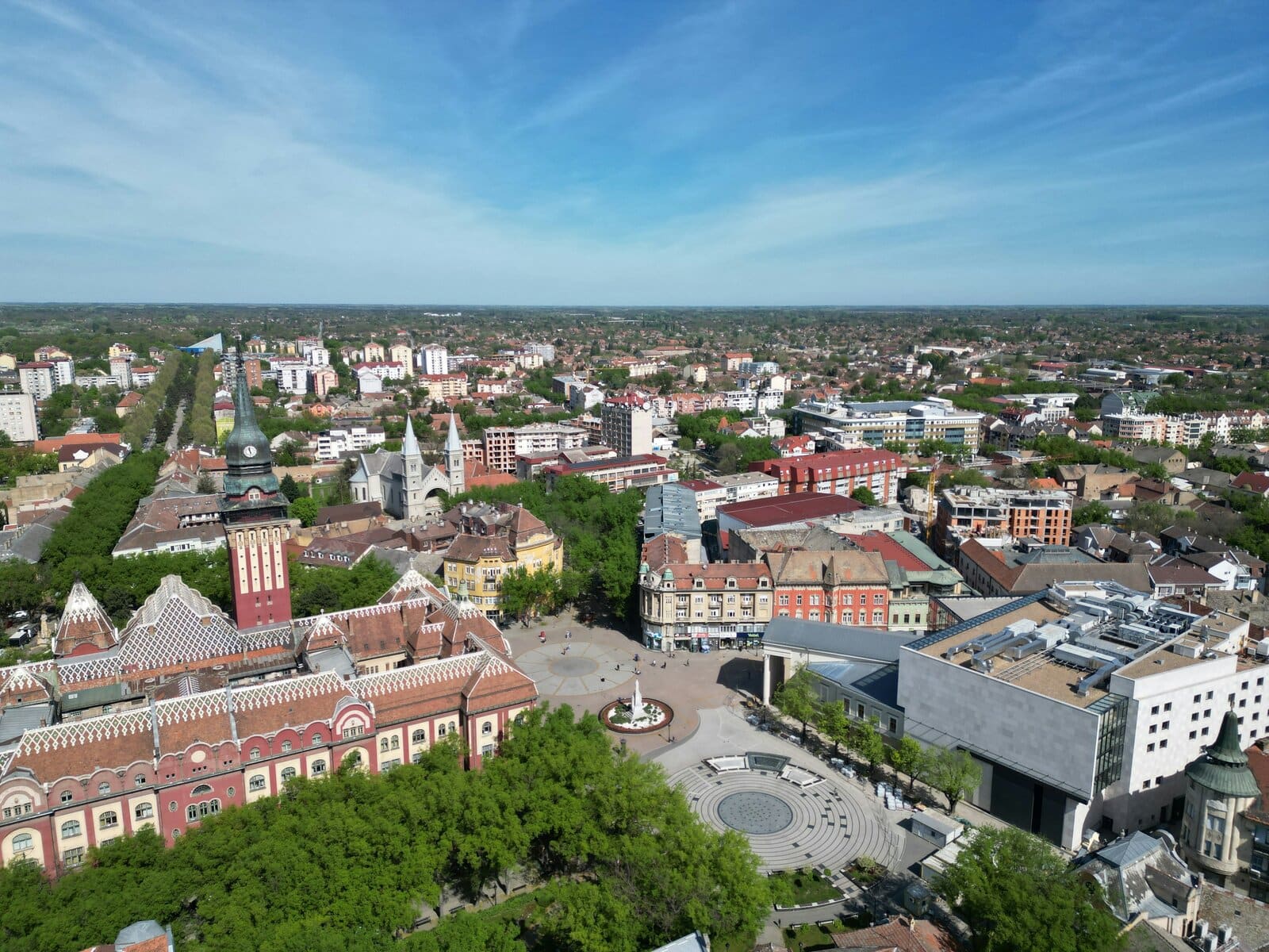 The historic City Hall and main square of Subotica, an Art Nouveau landmark in northern Serbia