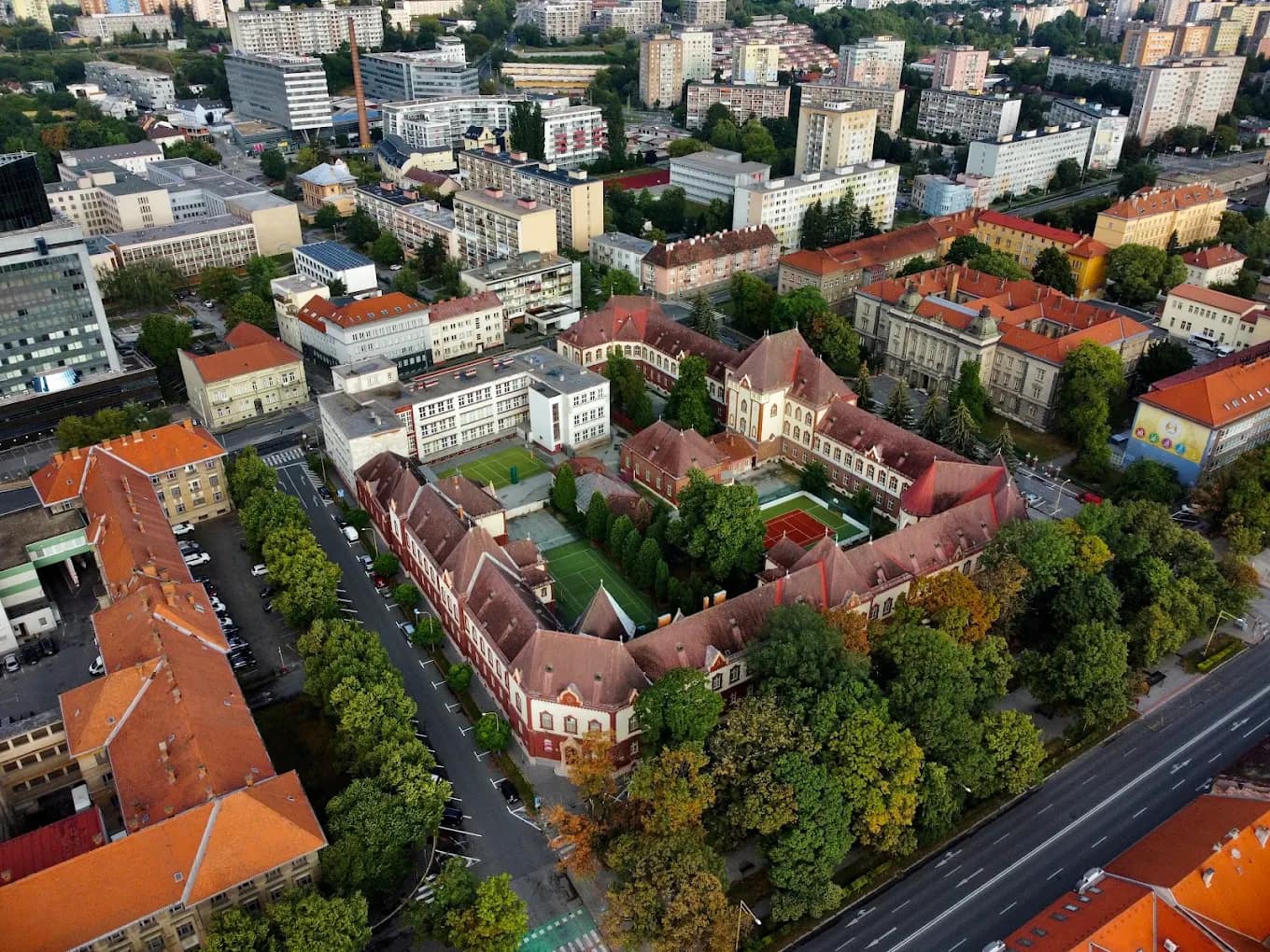 Aerial view of a Slovak campus