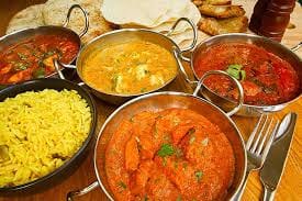 Assorted Indian curries with rice