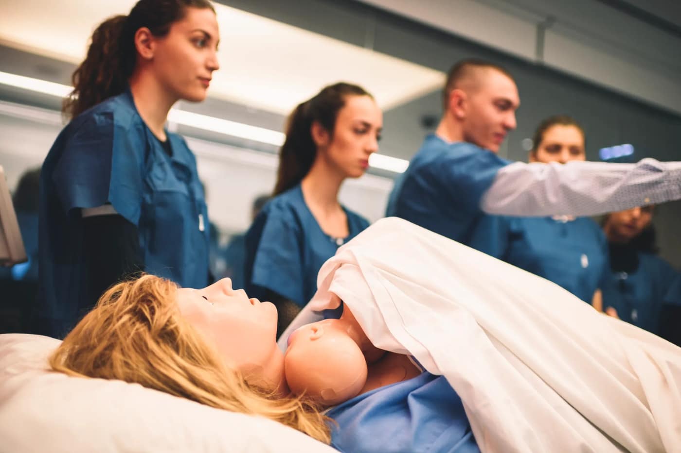 Medical students in a laboratory at European University Cyprus