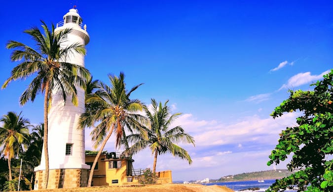 The historic lighthouse and fort ramparts at Galle on Sri Lanka's south coast
