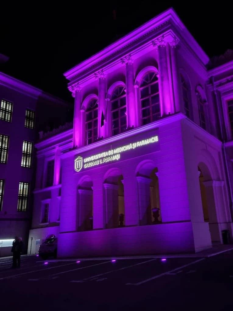 A Grigore T. Popa University of Medicine and Pharmacy facade in Iași