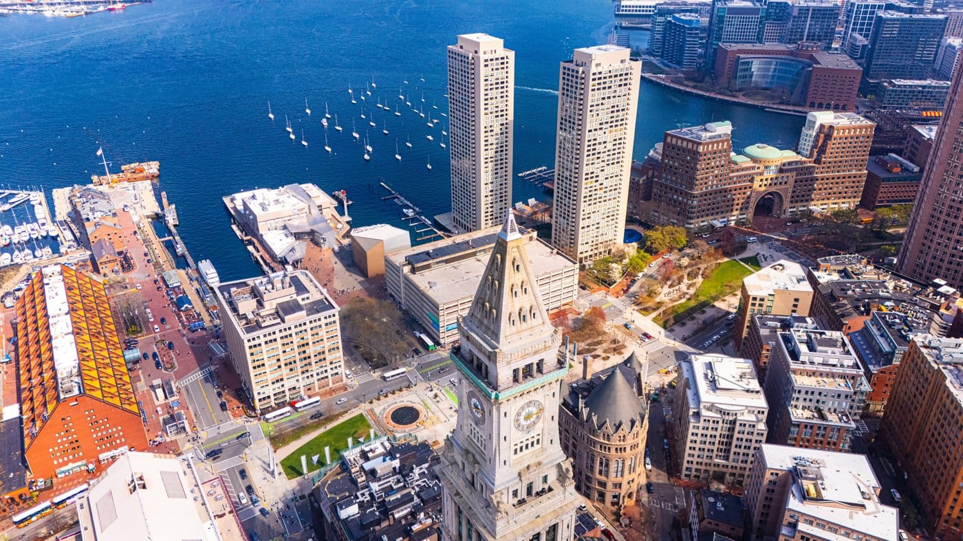 Aerial view of Boston's medical and research district