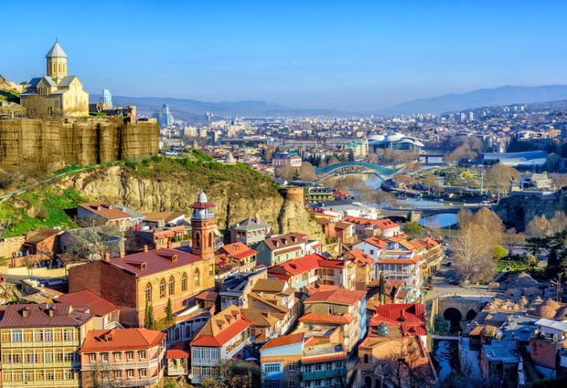 Hilltop view of Tbilisi's old town, Georgia