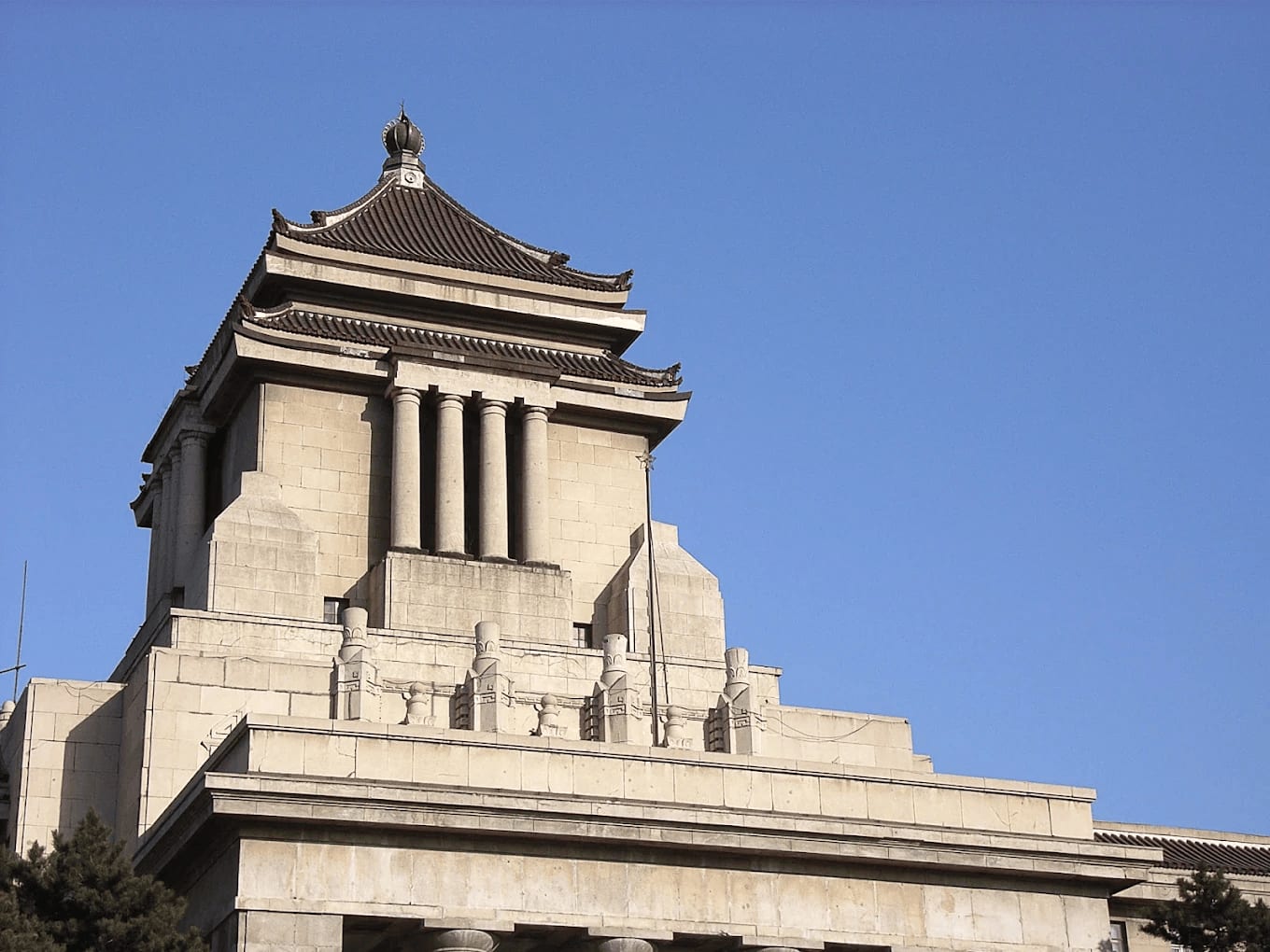 The pagoda tower of the historic medical-college heritage building of Jilin University