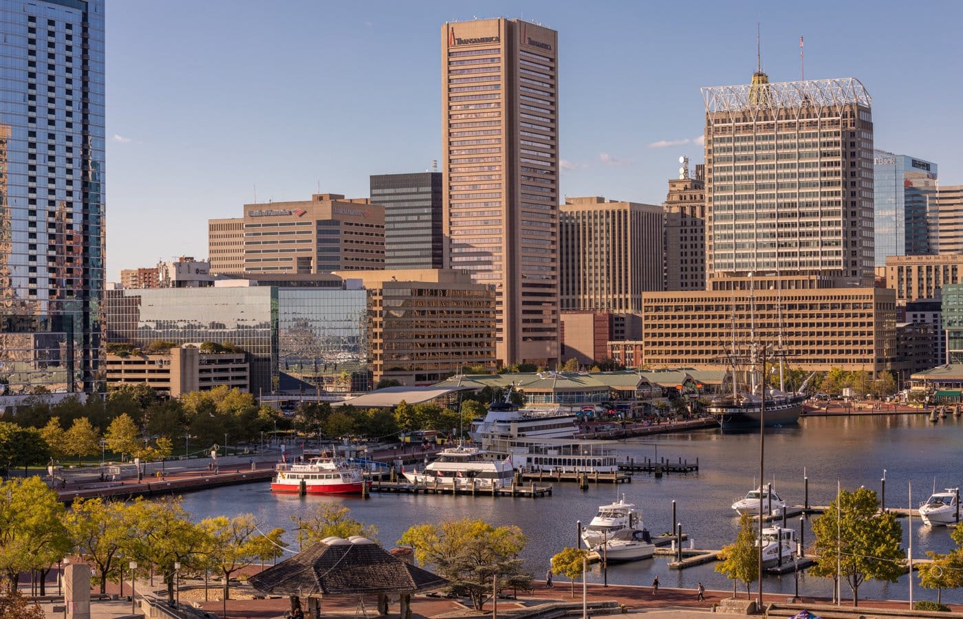 The Baltimore Inner Harbor and downtown skyline