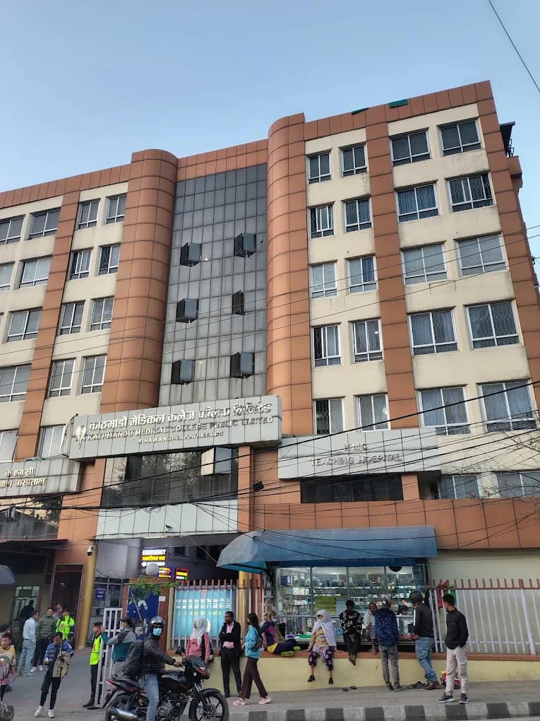 Students outside the Kathmandu Medical College building