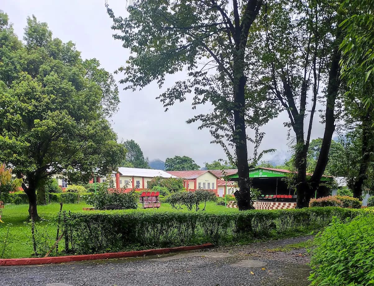 The green campus grounds of Manipal College of Medical Sciences
