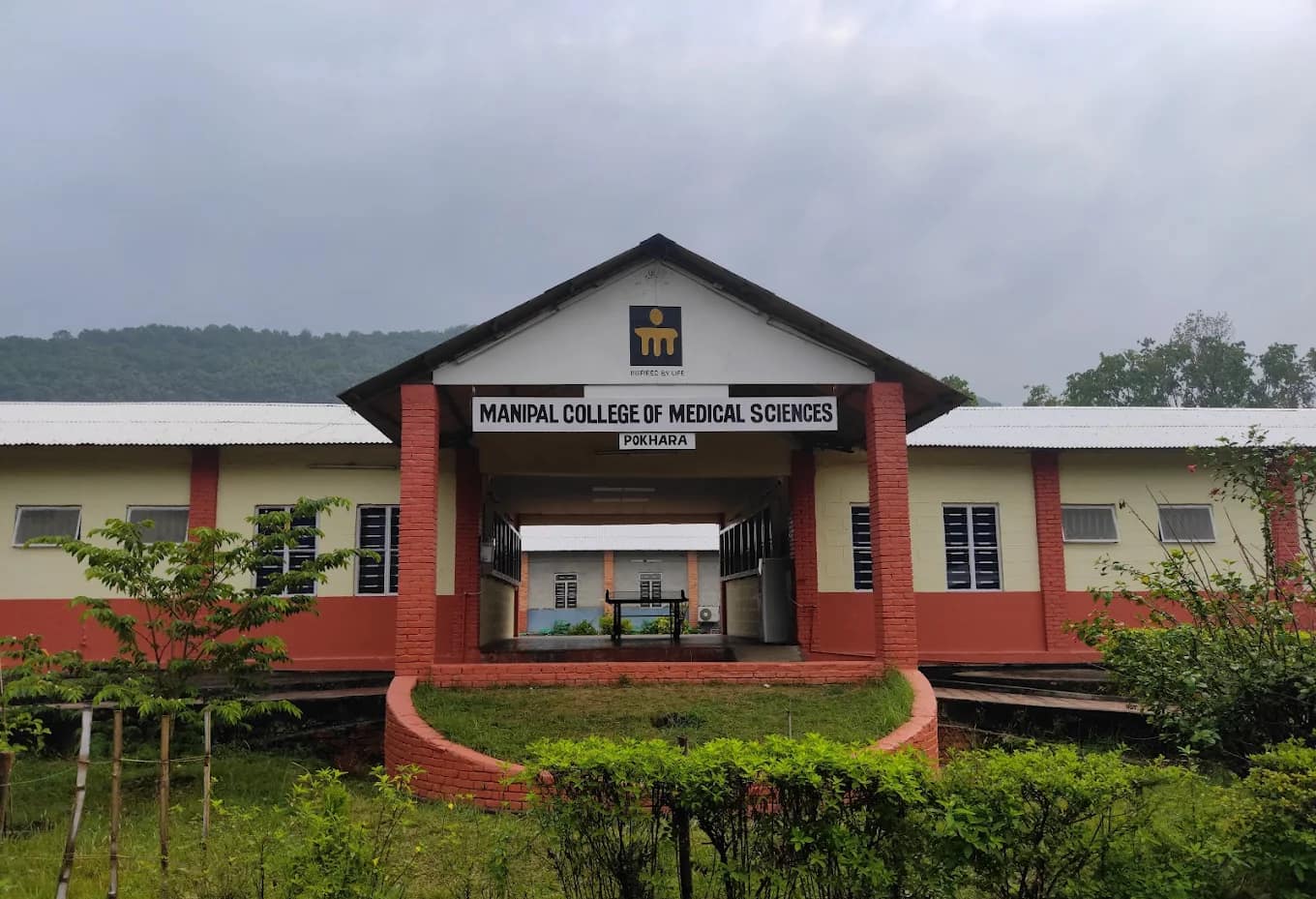 The Manipal College of Medical Sciences main building in Pokhara, Nepal