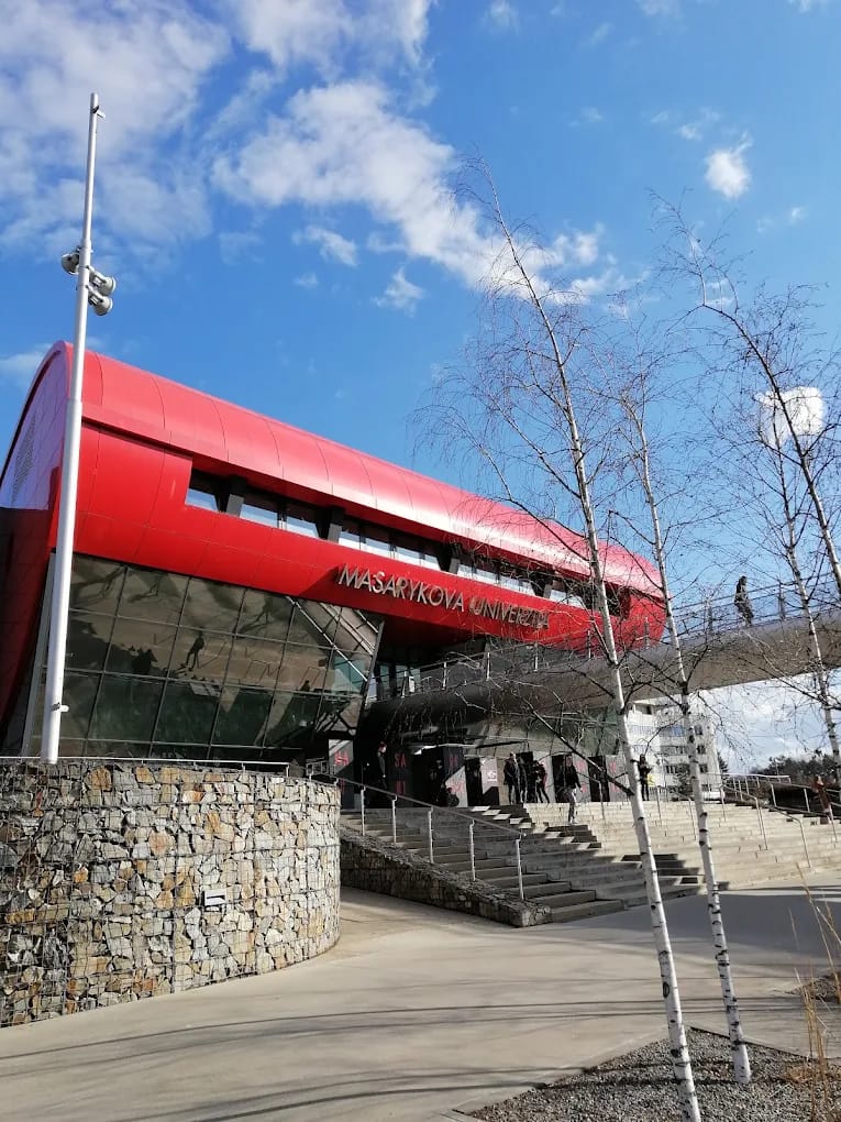The red bridge building of the University Campus Bohunice