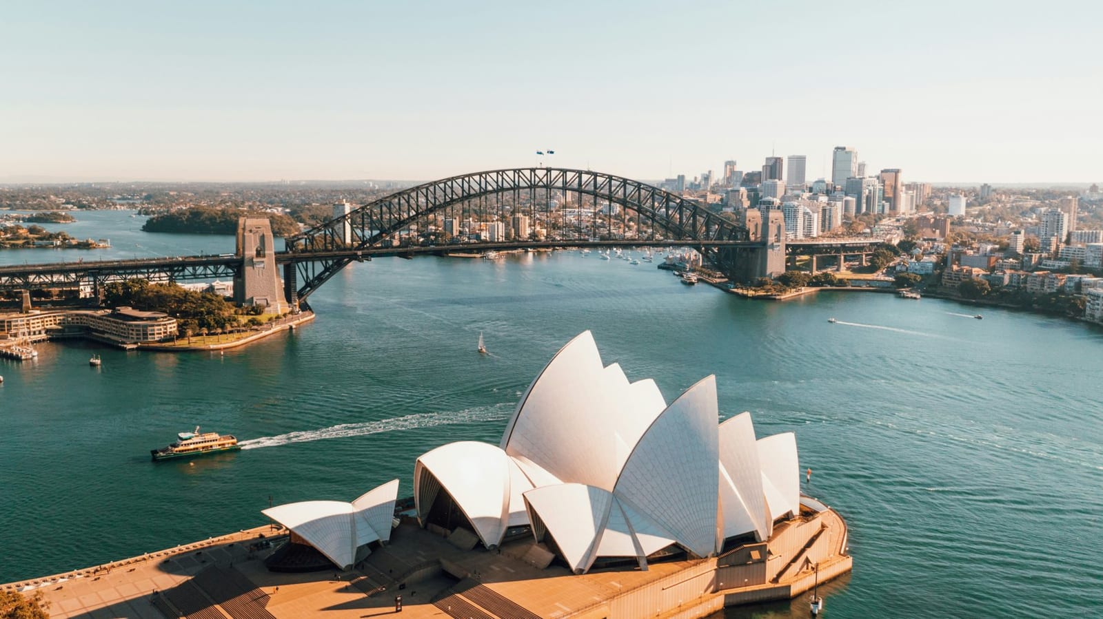 The Sydney Opera House and Sydney Harbour Bridge — an Australian landmark in Sydney, not Melbourne