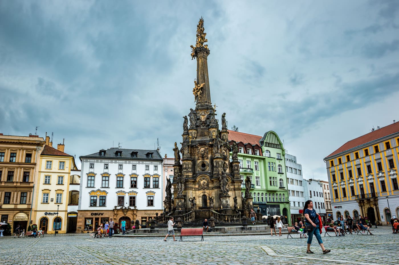 Colourful historic houses on a square in Olomouc