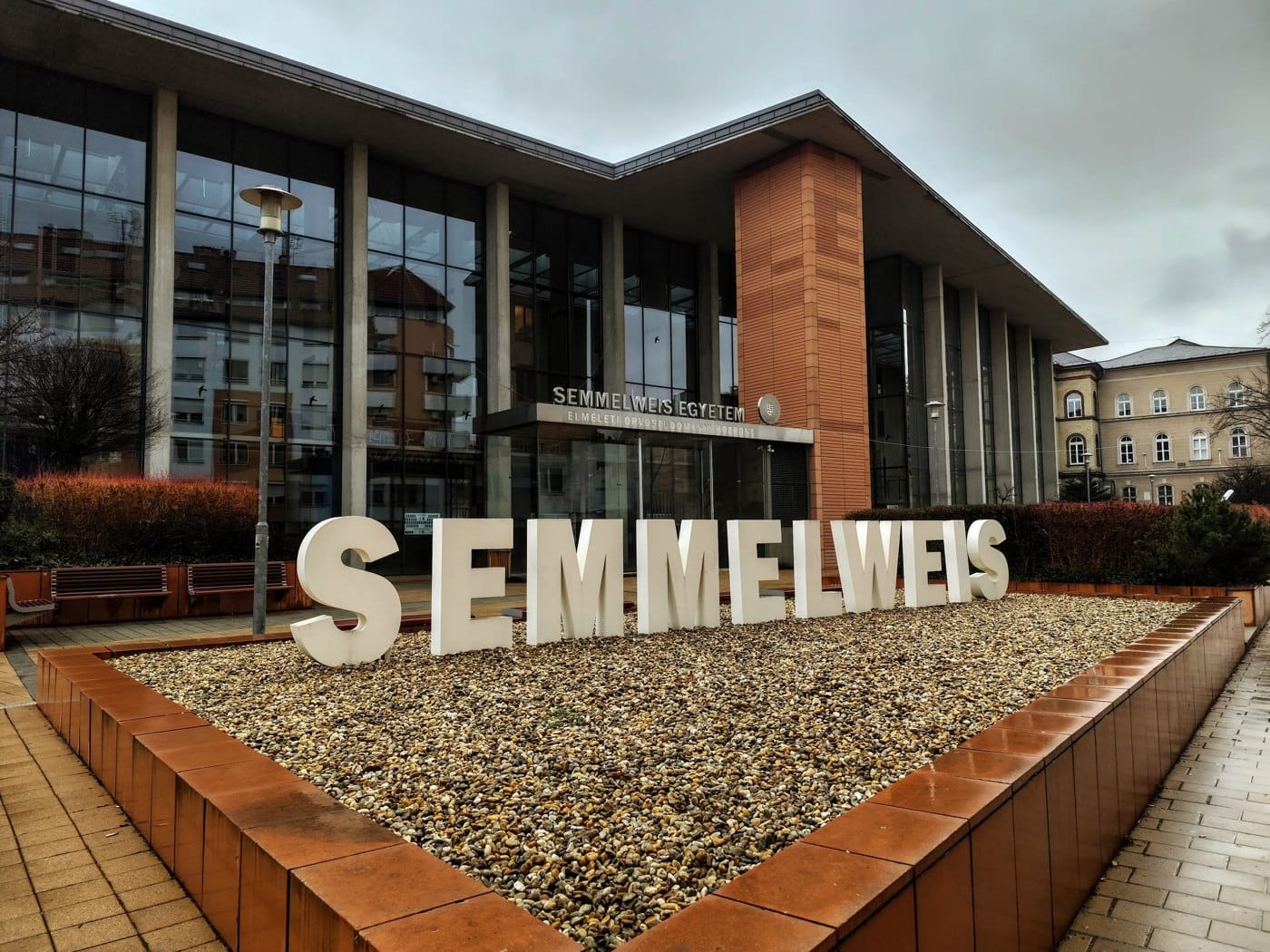 Semmelweis University campus sign in Budapest