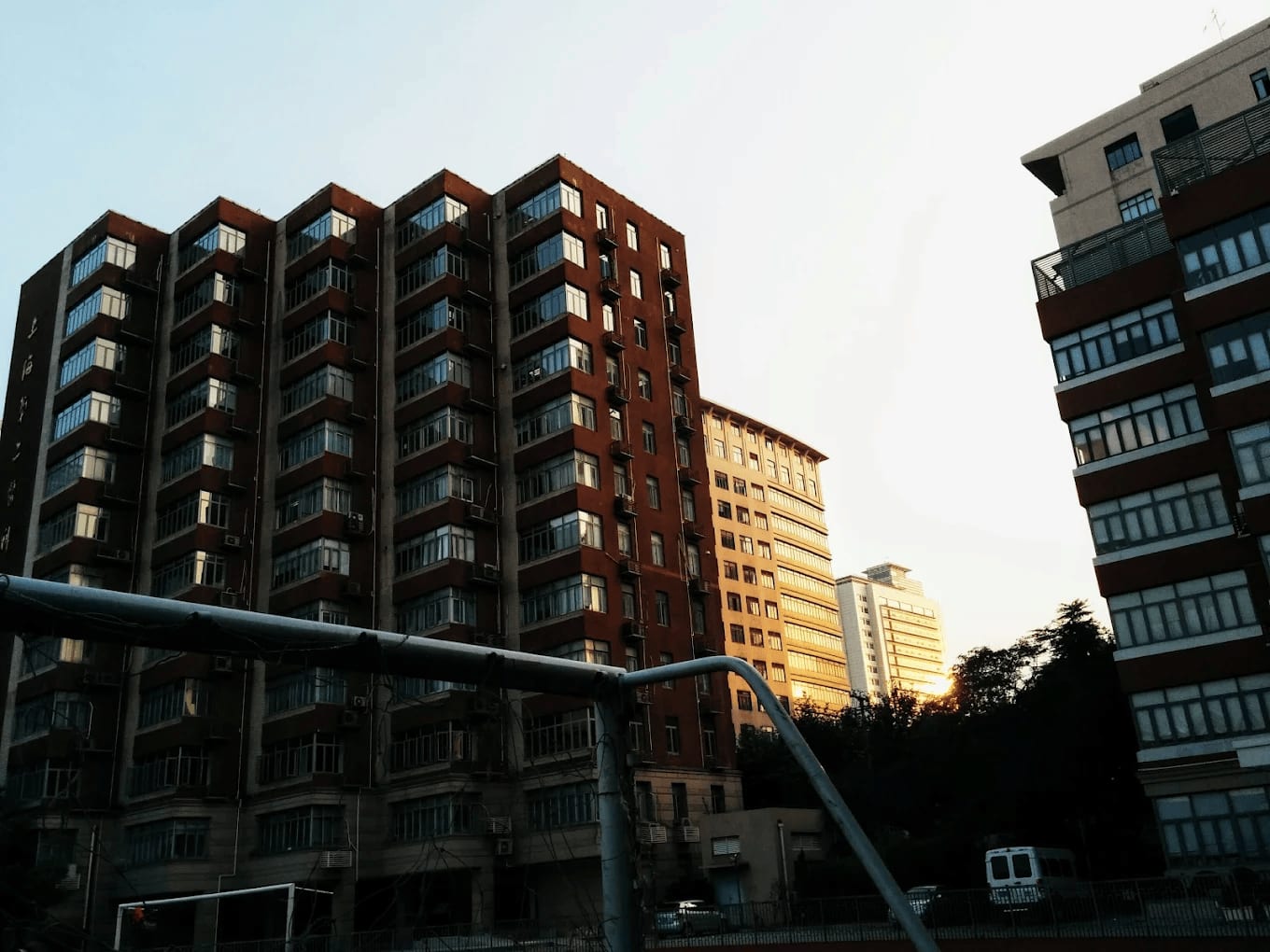Buildings of the Shanghai Jiao Tong University School of Medicine campus at sunset