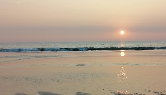 Sunset over the sea at Cox's Bazar beach in Bangladesh