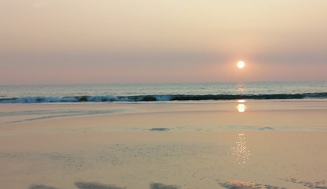 Sunset over the sea at Cox's Bazar beach in Bangladesh