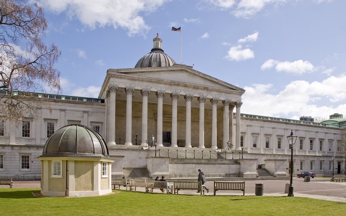 The neoclassical Wilkins Building and portico at the main campus of University College London
