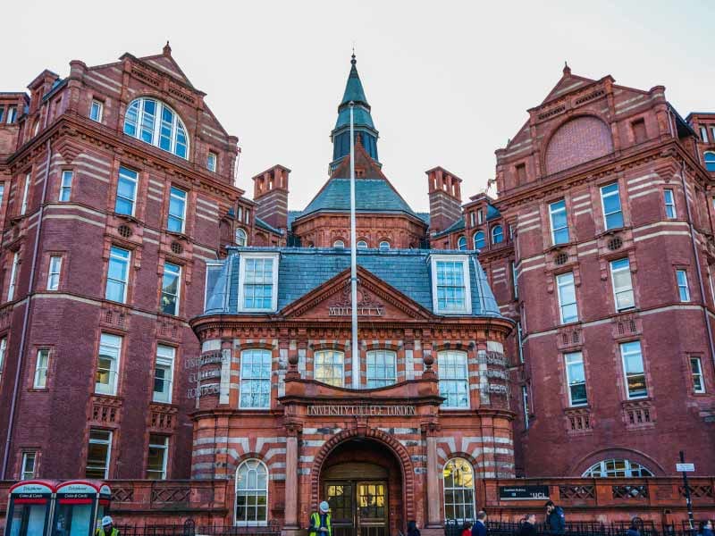 The red-brick Cruciform Building, the former University College Hospital, now part of UCL