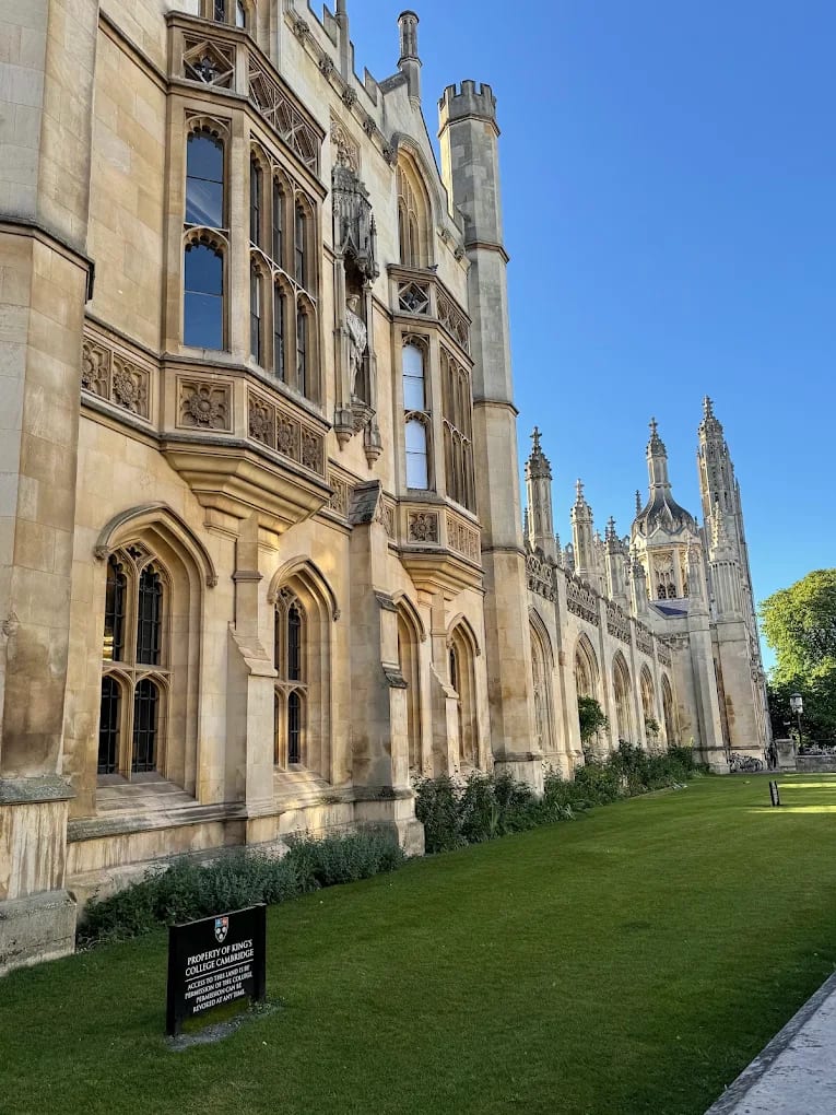 King's College, University of Cambridge, with the pinnacles of King's College Chapel behind