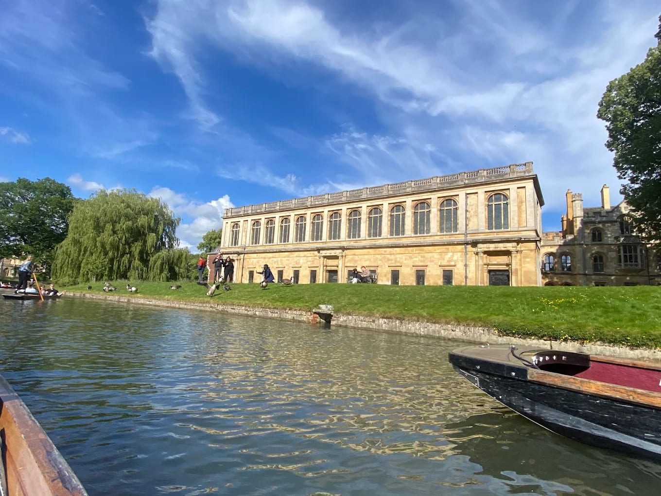 The Wren Library at Trinity College, University of Cambridge, seen across the River Cam