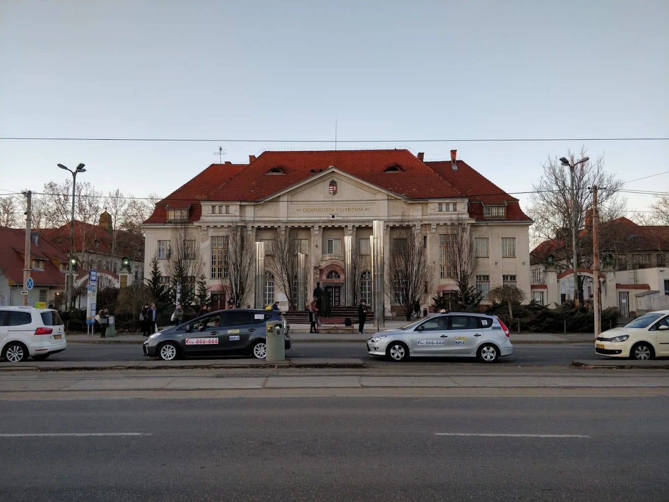 A columned University of Debrecen clinic building
