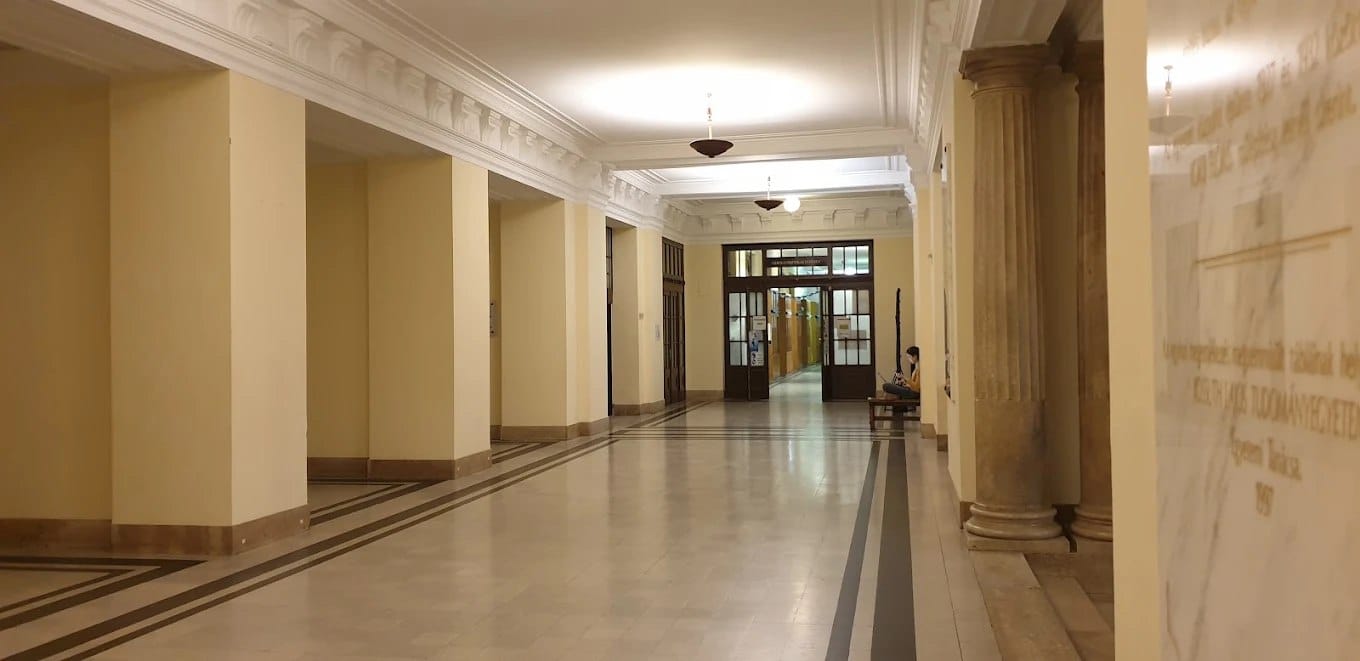A corridor inside a University of Debrecen building