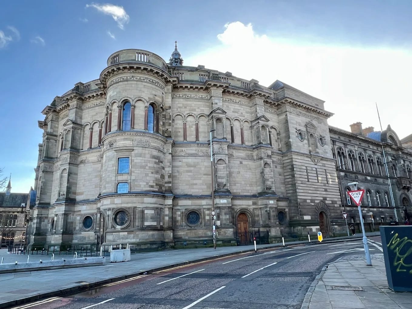 A historic domed sandstone building of the University of Edinburgh