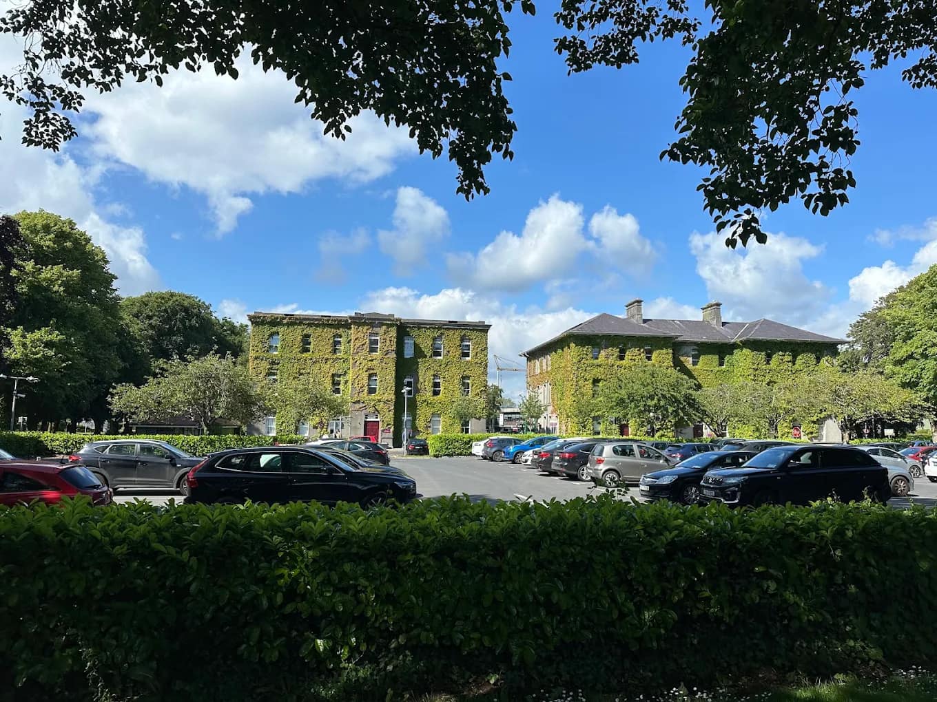 University of Galway campus buildings among trees