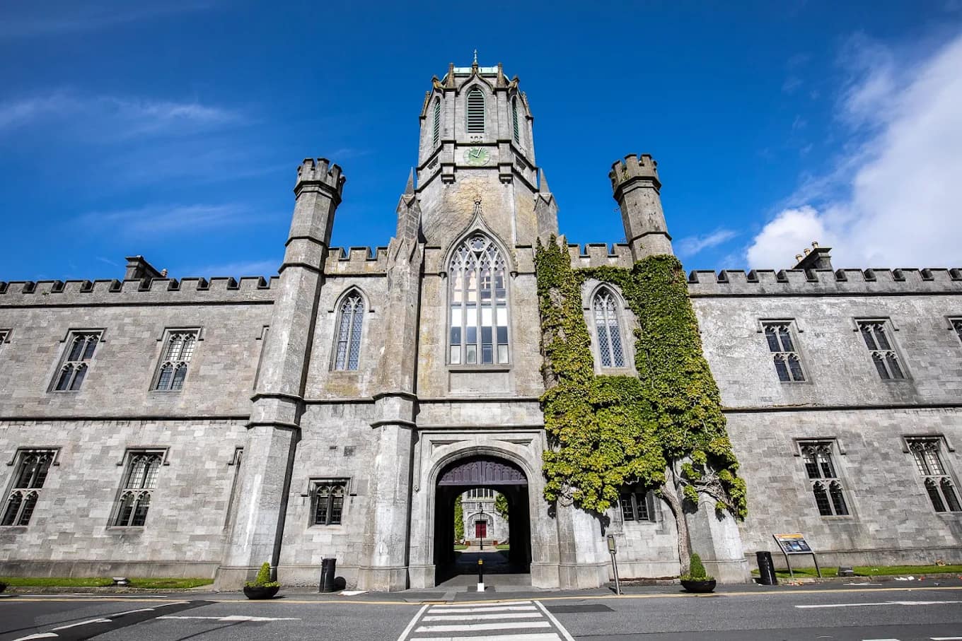 The historic Quadrangle tower and Aula Maxima at the University of Galway