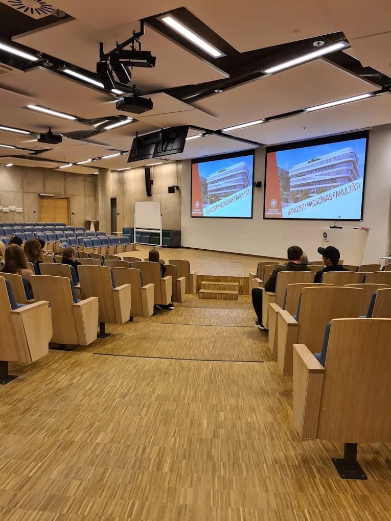 A modern lecture theatre at the University of Latvia