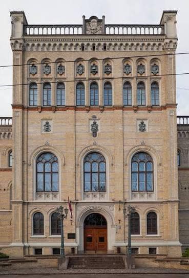 The historic main building of the University of Latvia in central Riga