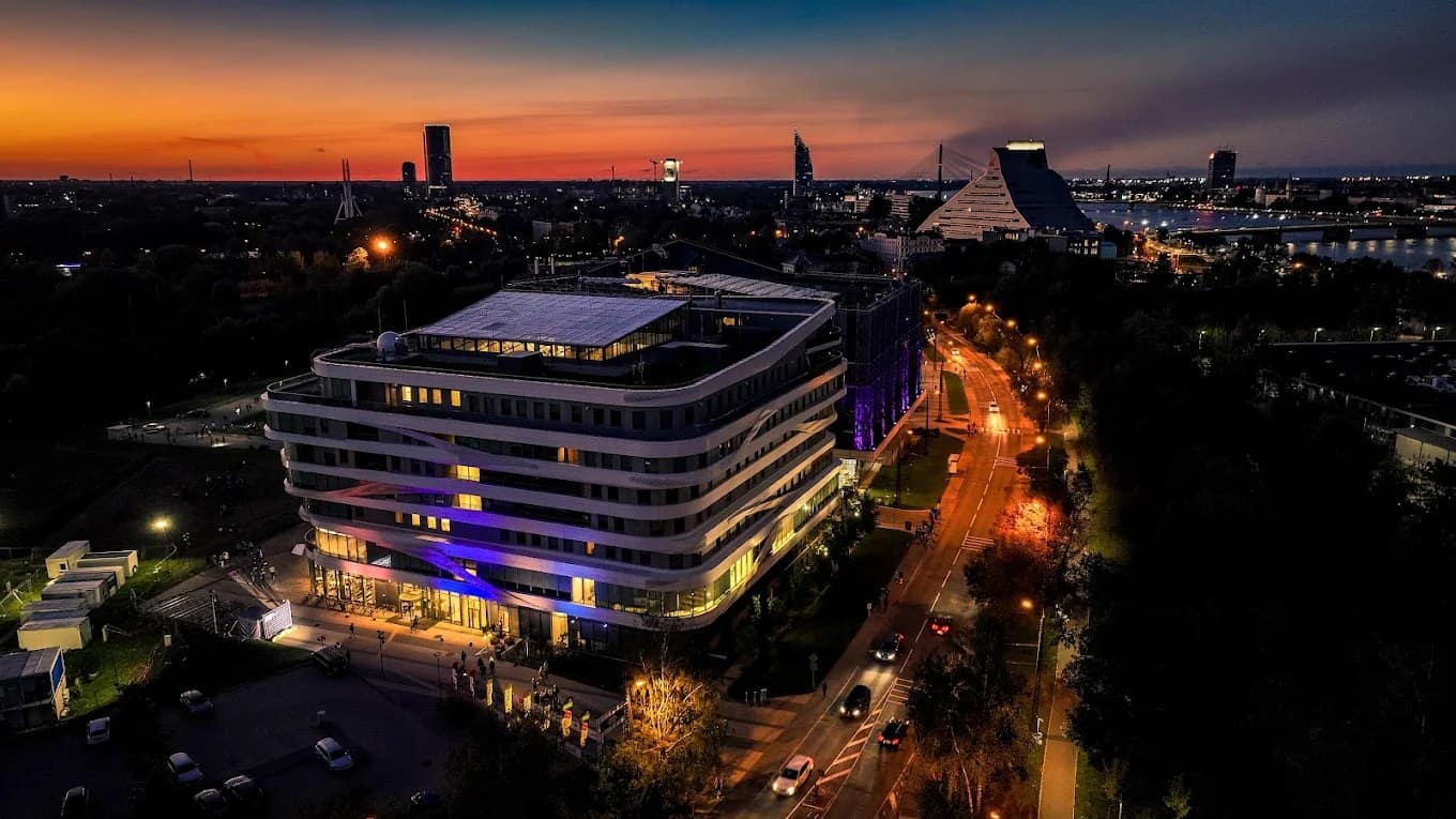 The University of Latvia Academic Centre in Riga at night