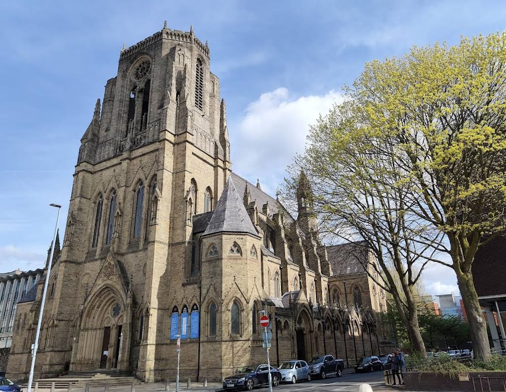 The Holy Name Church on Oxford Road, beside the University of Manchester campus