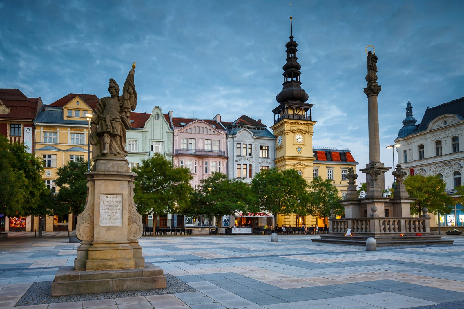 Masaryk Square in central Ostrava with historic buildings