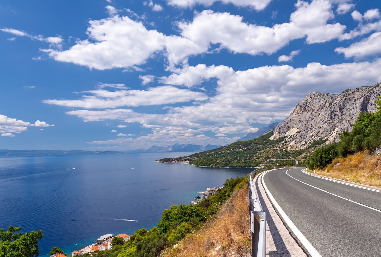 The Adriatic coast road along the Makarska Riviera in southern Dalmatia, Croatia