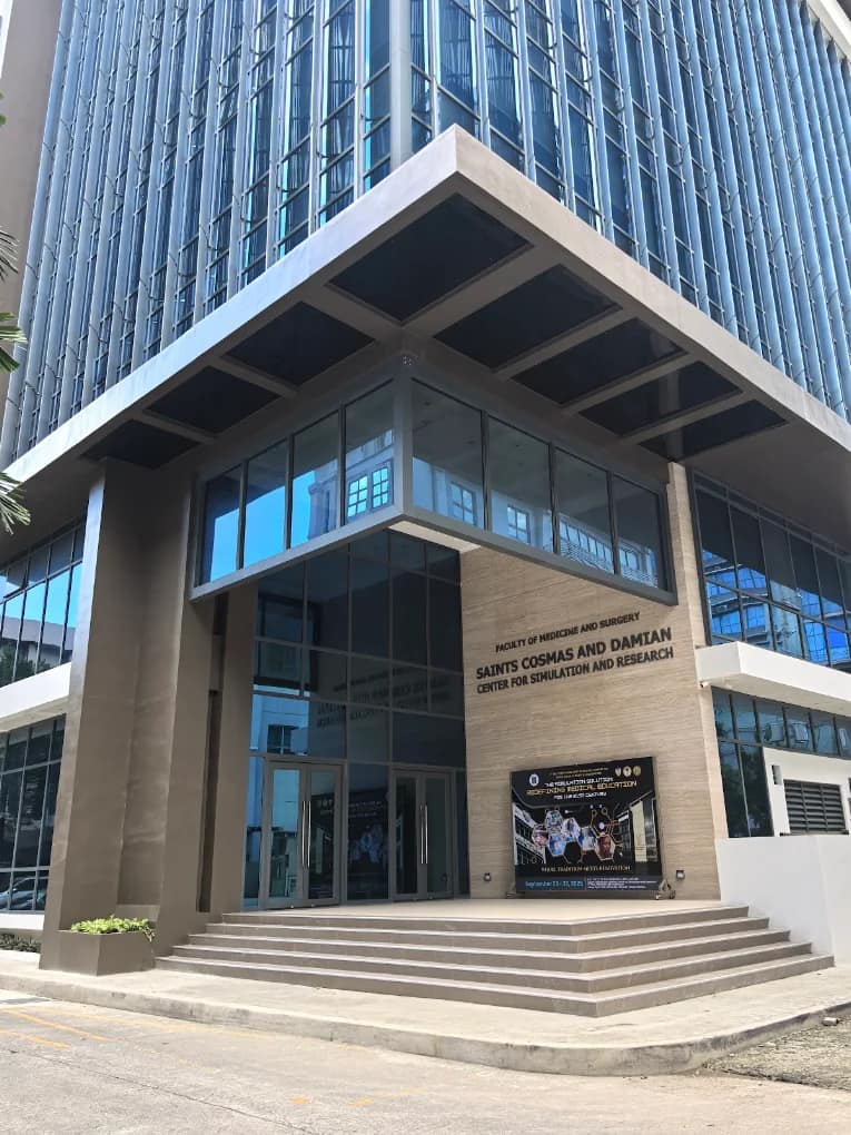 A modern academic building at the University of Santo Tomas
