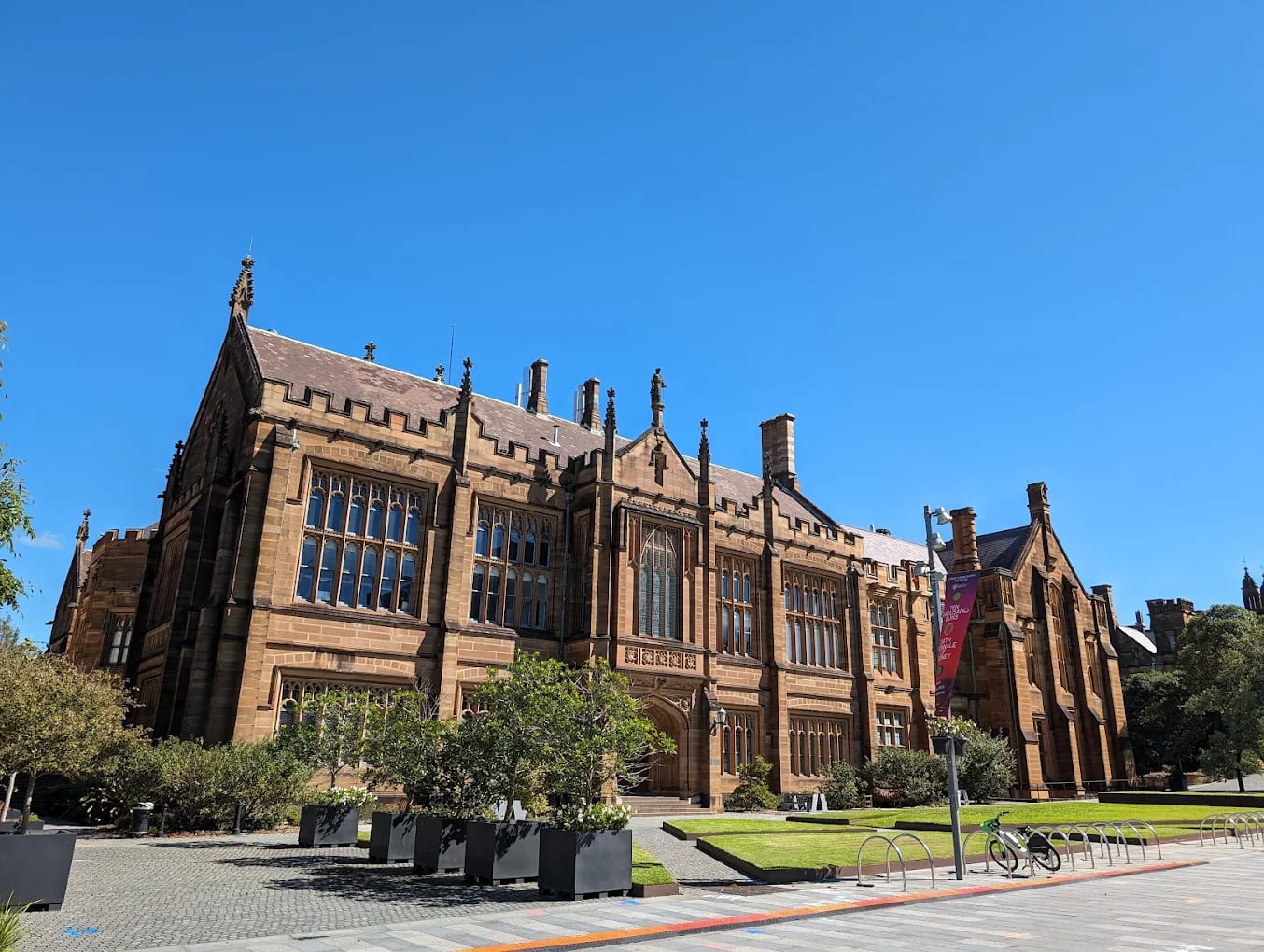 The sandstone Gothic Quadrangle main building of the University of Sydney, Camperdown campus