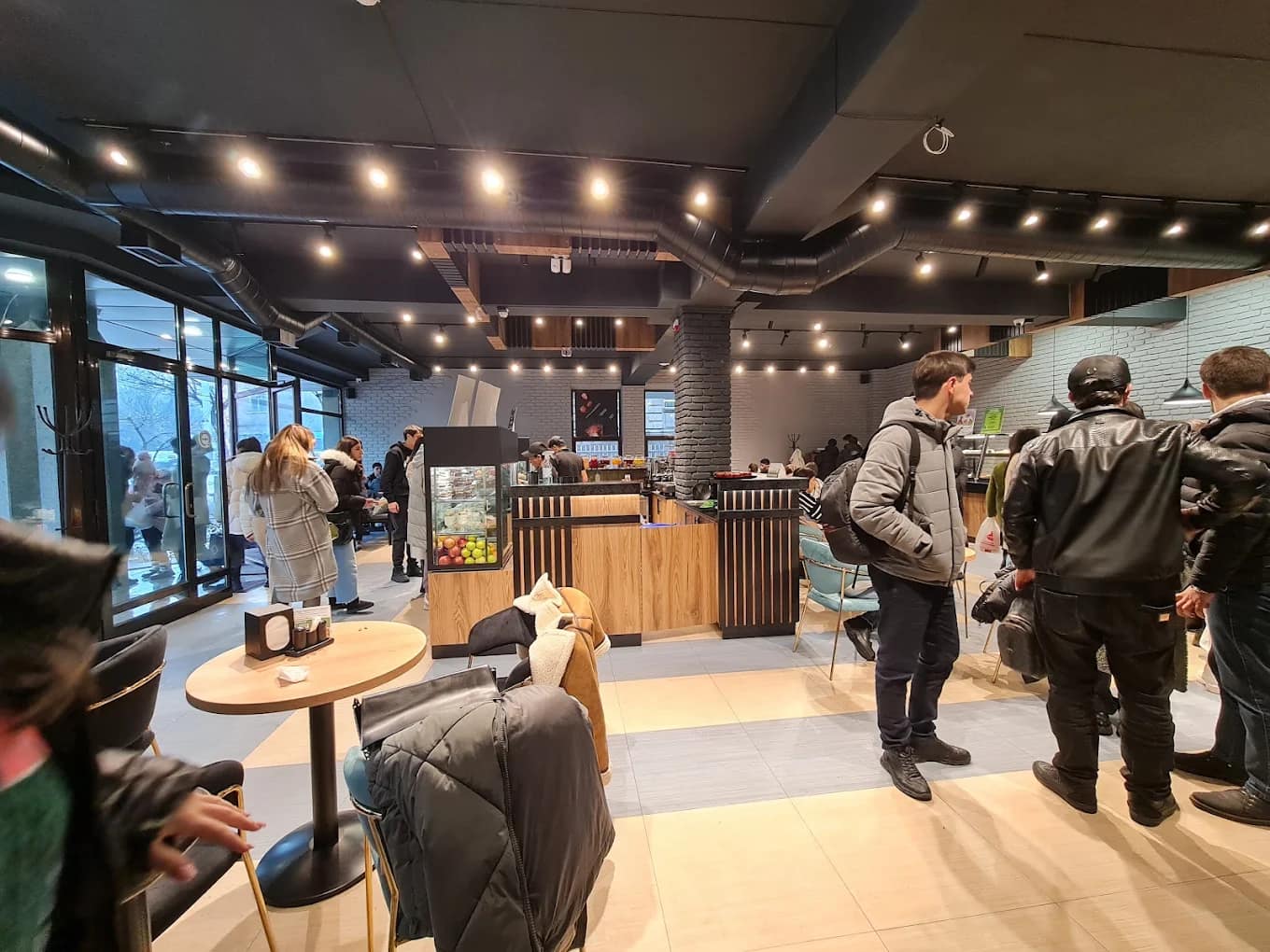 Students in a modern café on the Yerevan State Medical University campus
