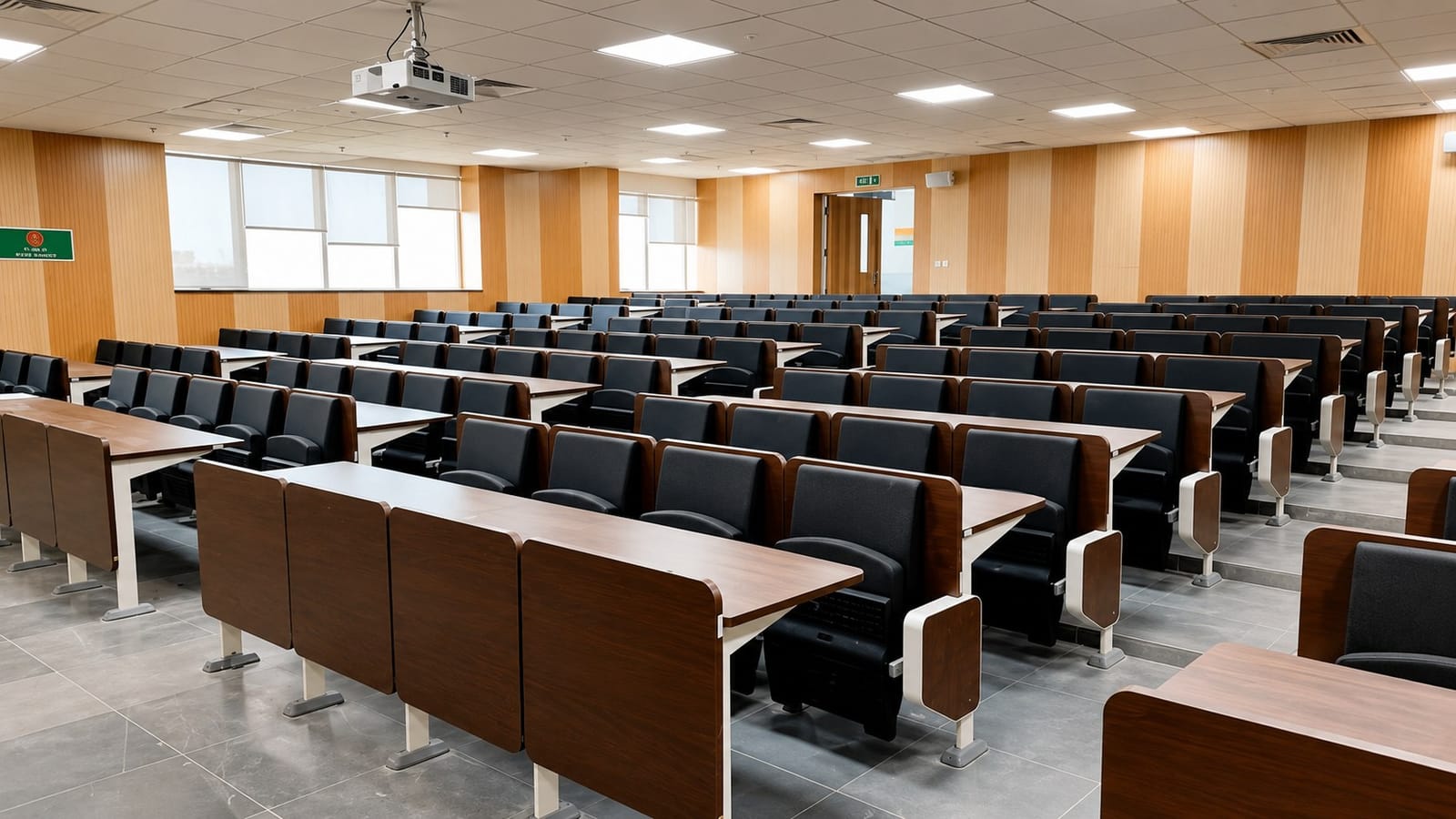 An empty lecture hall at AIIMS Bathinda