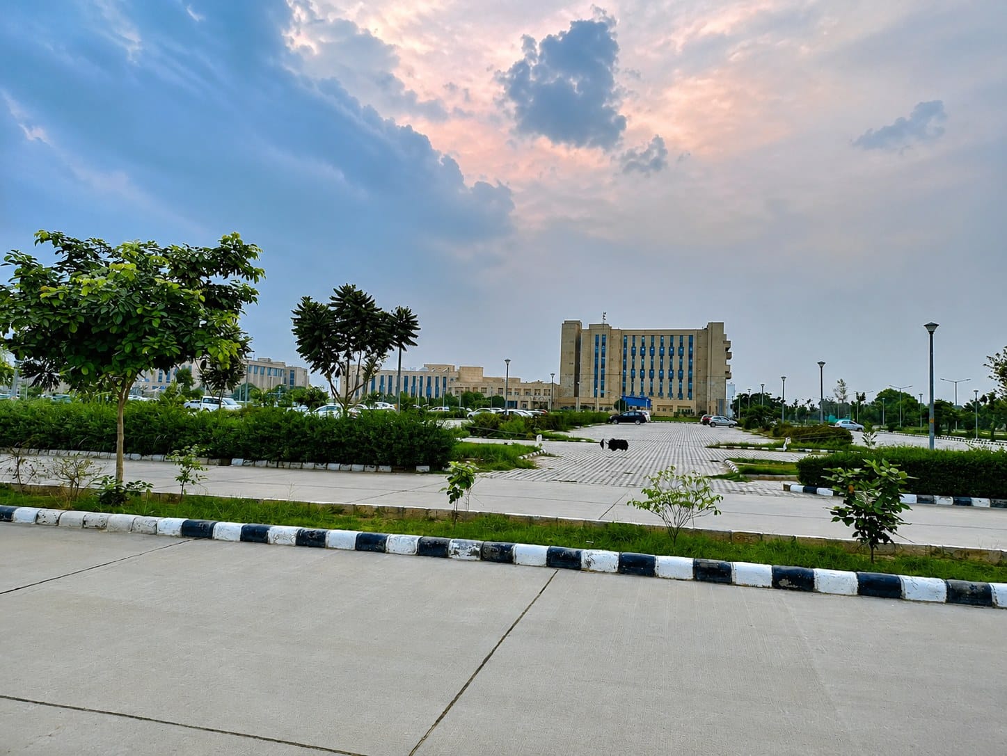 A campus view of AIIMS Bathinda at dusk
